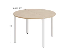 Круглый стол на П-образных опорах 1300x1300x750 RM186-13x13 Вяз Швейцарский светлый/Белый