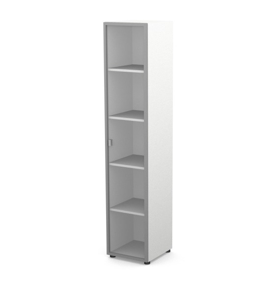 Шкаф узкий, RE091 З/С ЛДСП 39,9x42x197 см Белый/Белый, Серия Еврова | Europe