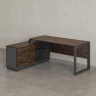 Стол прямой с тумбой L, ЛДСП экран, О-опора 1600x600x750 RM013L-16x6 Дуб Апрельский шоколад/Серый