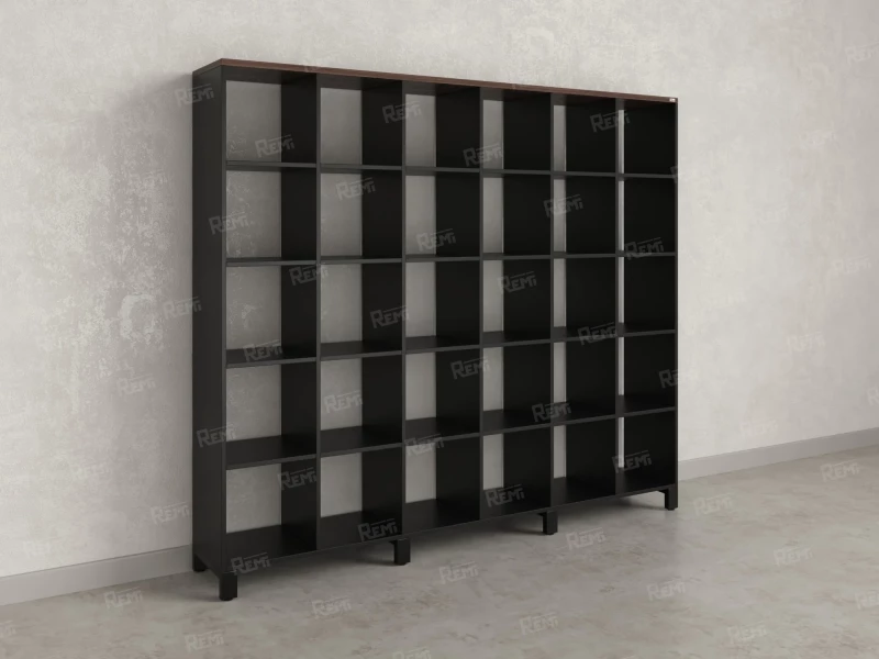 Стеллаж, 30 ячеек 2250х370х1980 RM143-225x37 Дуб Апрельский шоколад/Черный
