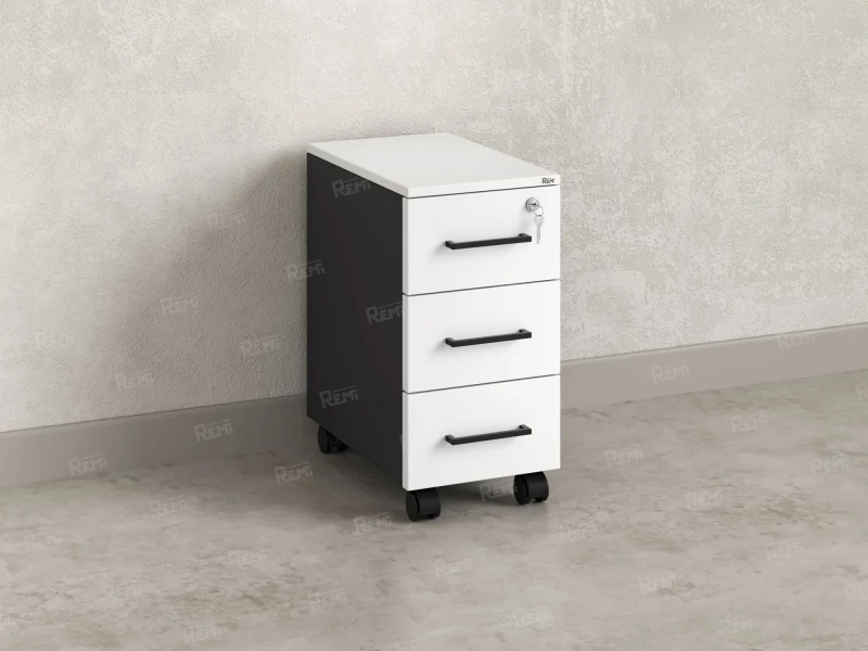 Тумба мобильная,3 ящика 300x500x600 RM123-30x50 Белый/Черный