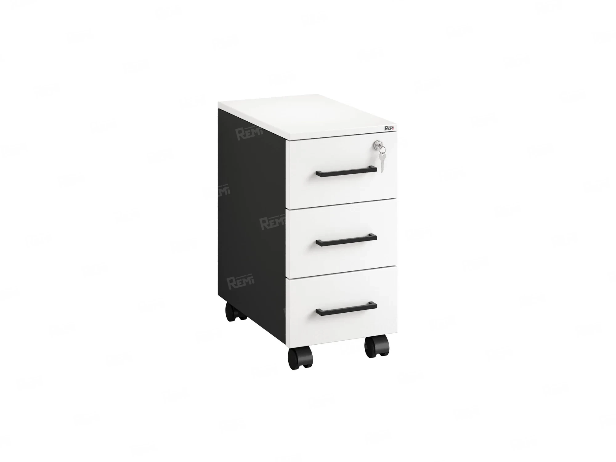 Тумба мобильная,3 ящика 300x500x600 RM123-30x50 Белый/Черный