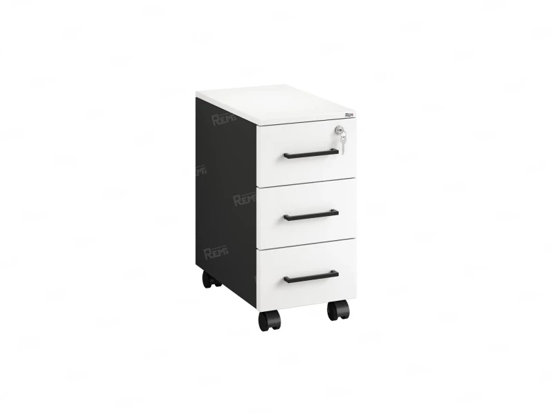 Тумба мобильная,3 ящика 300x500x600 RM123-30x50 Белый/Черный