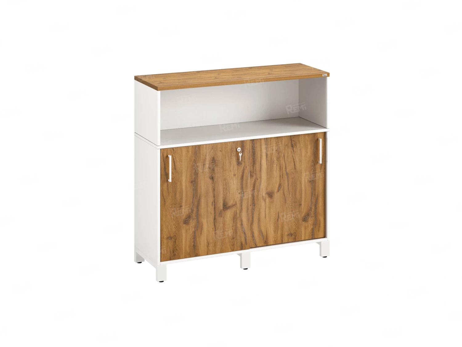 Шкаф-купе низкий, 2 полки с надстройкой 1200x420x1200 RM126-120x42 Дуб Юстус/Белый
