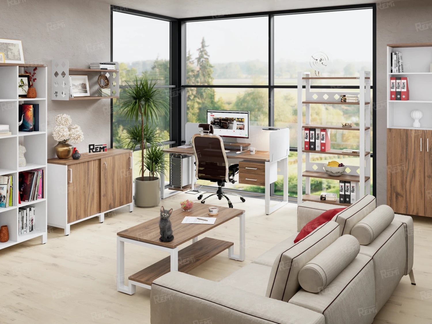 Шкаф-купе низкий, 2 полки с надстройкой 1200x420x1200 RM126-120x42 Дуб Юстус/Белый