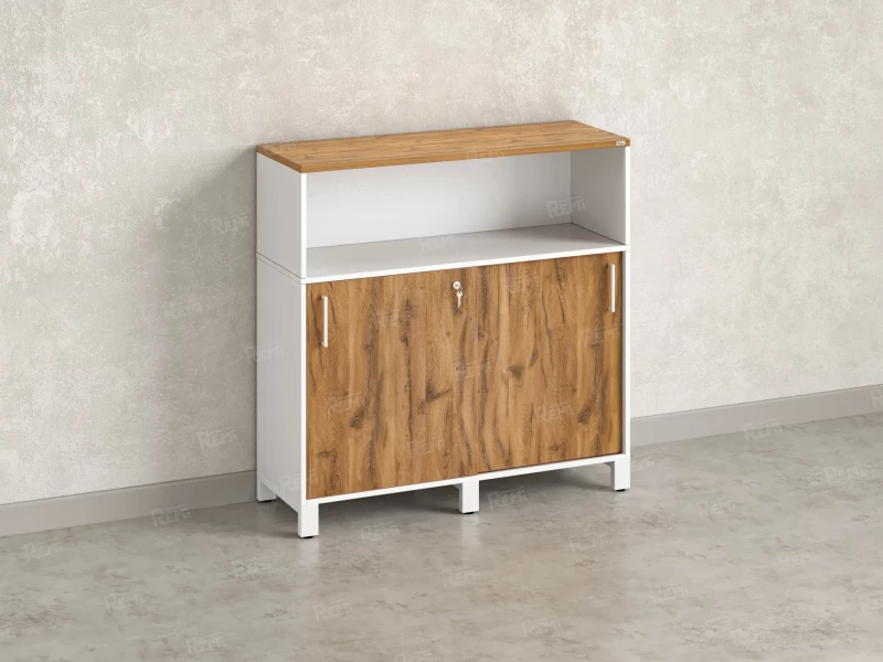 Шкаф-купе низкий, 2 полки с надстройкой 1200x420x1200 RM126-120x42 Дуб Юстус/Белый