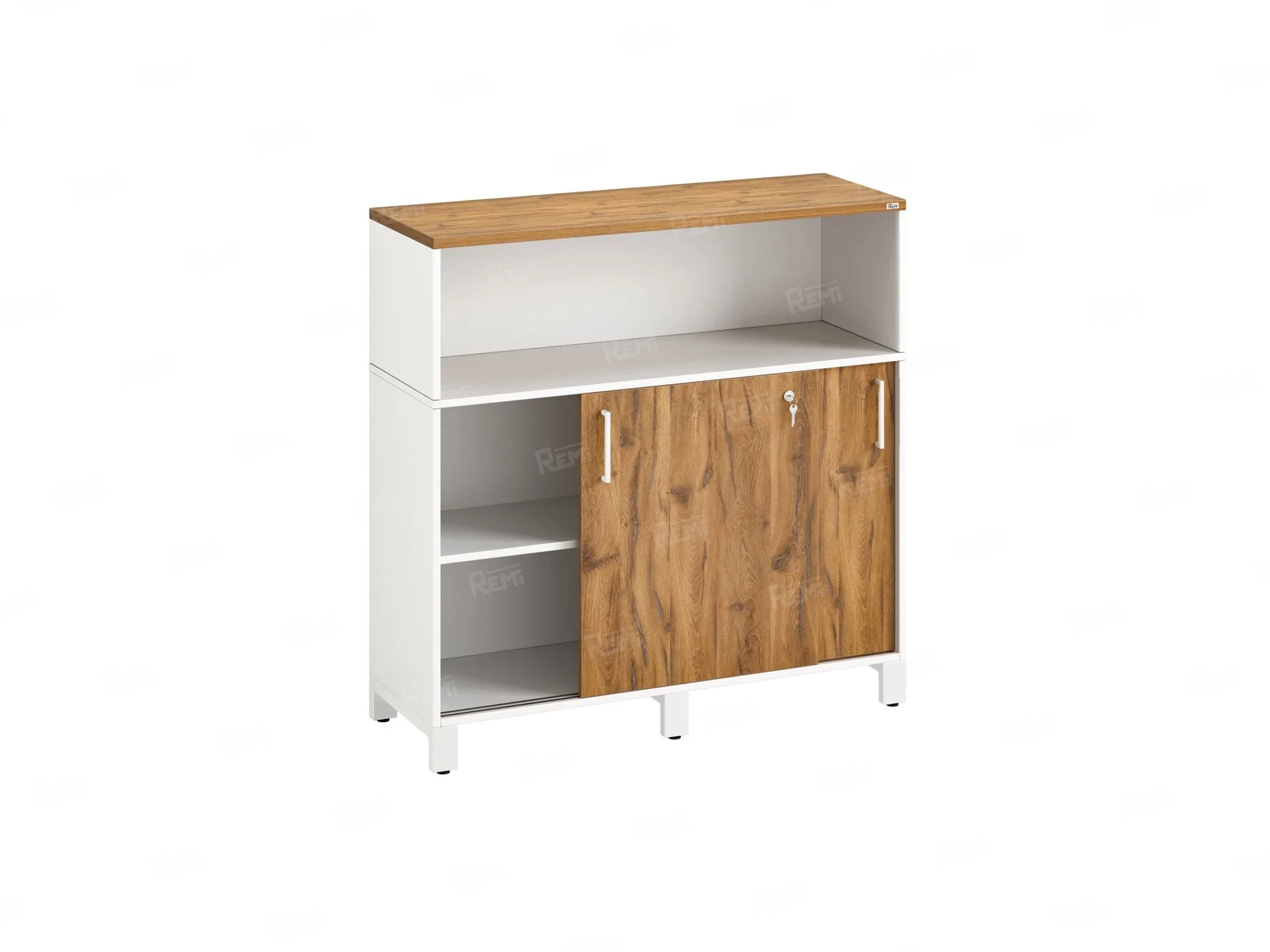 Шкаф-купе низкий, 2 полки с надстройкой 1200x420x1200 RM126-120x42 Дуб Юстус/Белый