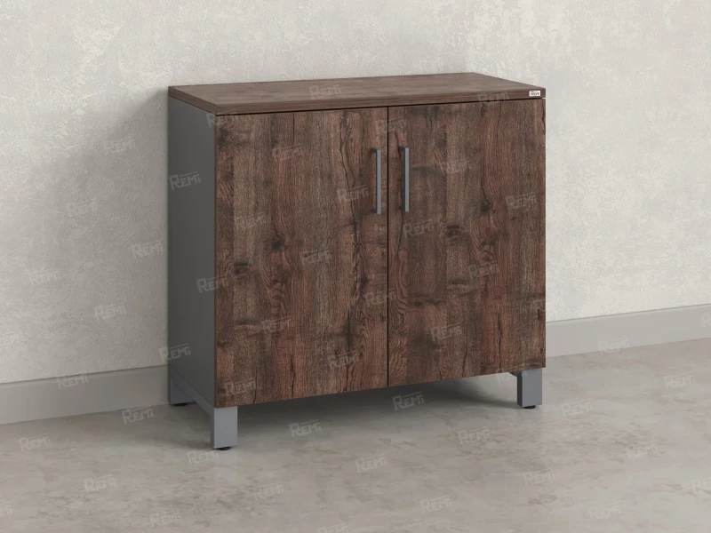 Шкаф низкий распашной, 2 уровня 900x600x850 RM147-90x60 Дуб Апрельский шоколад/Серый