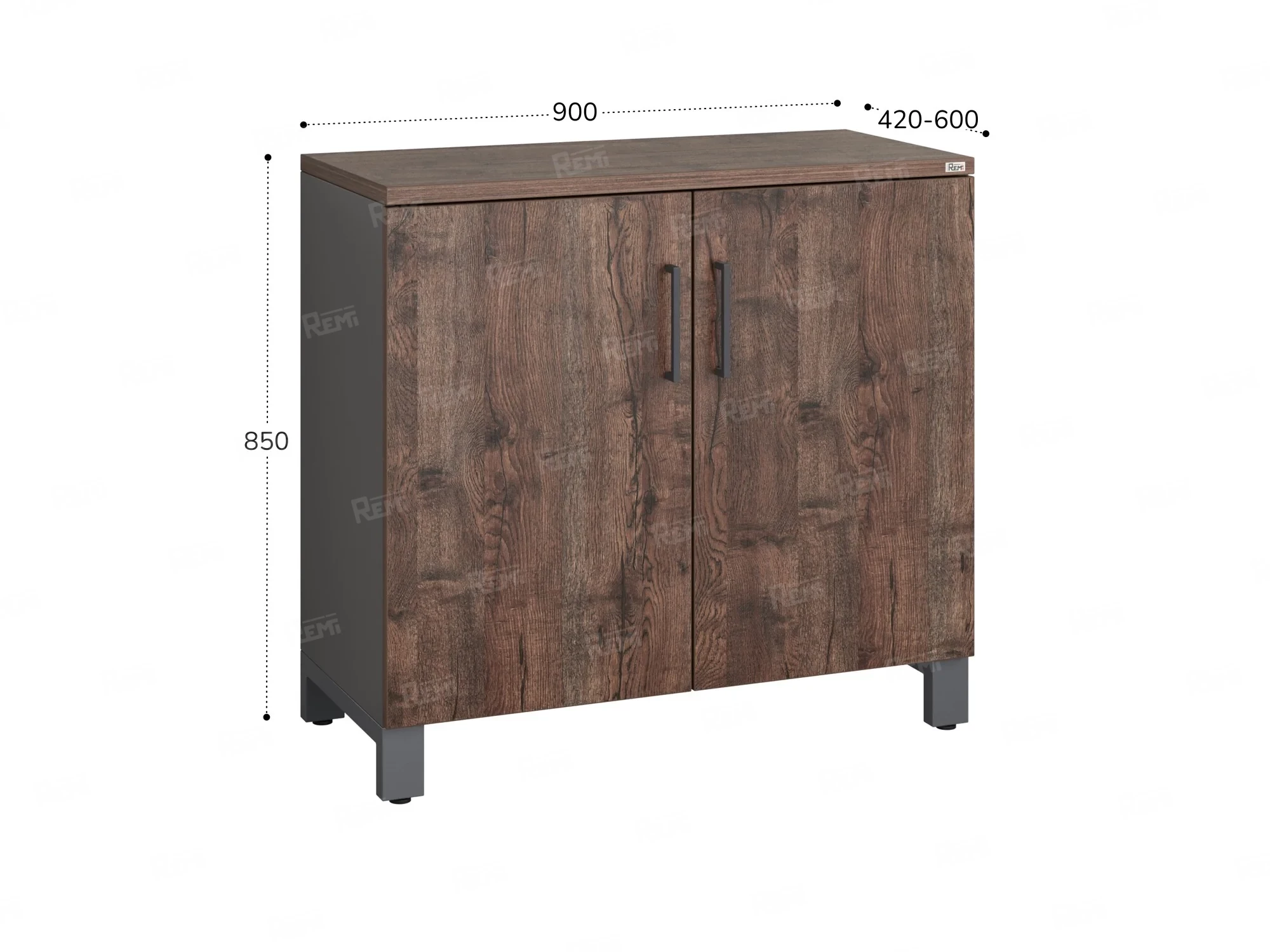 Шкаф низкий распашной, 2 уровня 900x600x850 RM147-90x60 Дуб Апрельский шоколад/Серый