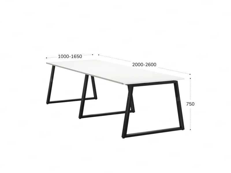Cтол для переговоров, на A-обазном каркасе 2500x1200x750 RM083-250x120 Белый/Черный