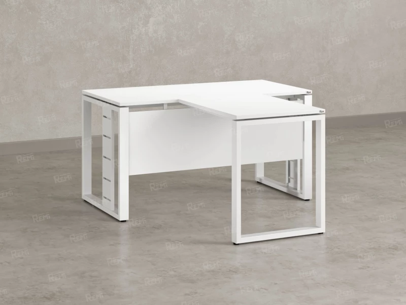 Стол с брифингом с парящей столешницей на О-образных опорах с экраном ЛДСП RM045-14x9 1400x2300x750 Белый/Белый