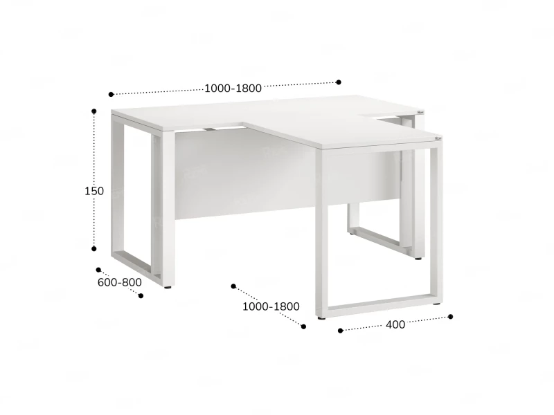 Стол с брифингом на О-образных опорах с экраном ЛДСП RM046-18x8 1800x2600x750 Белый/Белый