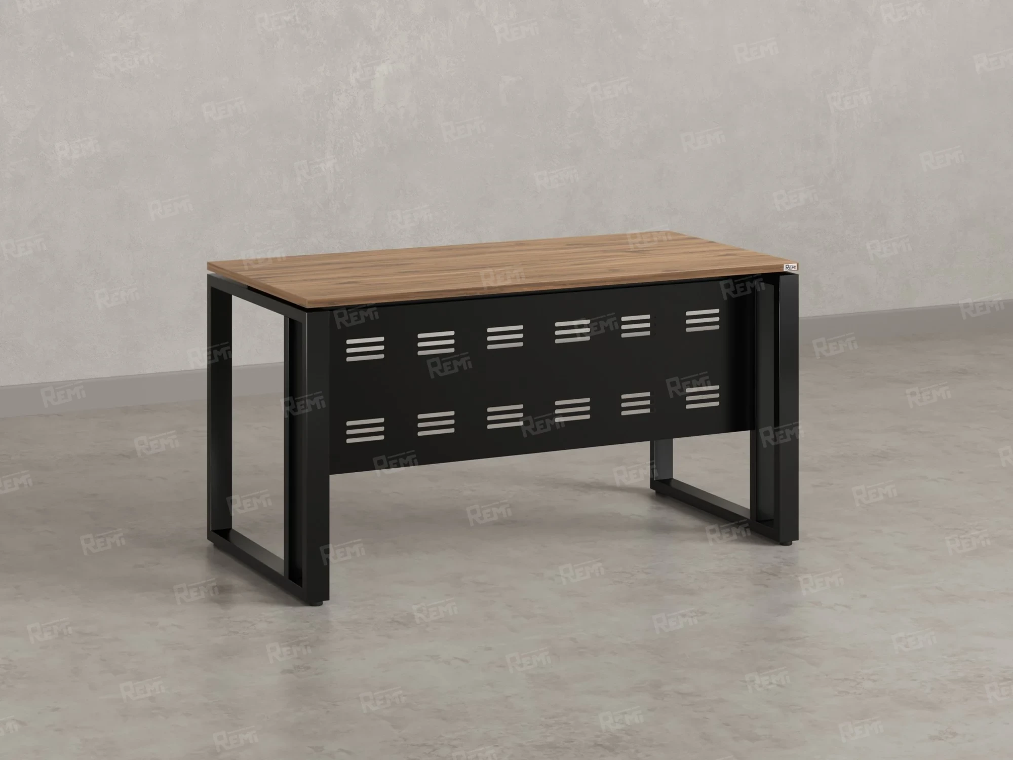 Стол прямой на О-образных опорах с металлическим экраном 1400x800x750 RM042-14x8 Юстус/Черный