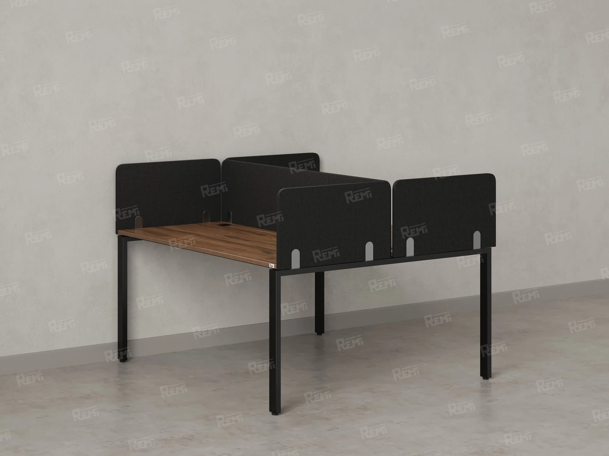 Бенч-система, 2 рабочих места, на П-образных опорах, 5 тканевых экрана 1000x1600x750 RM165-3-10x16 Дуб Юстус/Черный