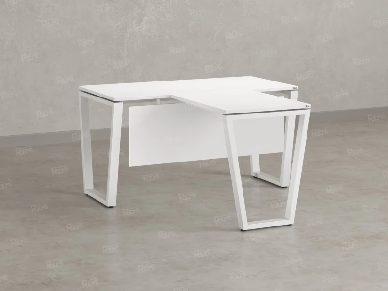 Стол с брифингом с парящей столешницей на U-образных опорах с экраном ЛДСП RM047-14x8 1400x2200x750 Белый/Белый