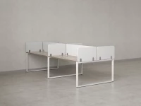 Бенч-система, 4 рабочих места, на О-образных опорах, 8 тканевых экранов 2400x1400x750 RM170-1-12x14 Дуб Маувелла/Белый