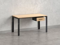 Стол прямой с подвесной тумбой, П-опора 1800x600x750 RM038-18x6 Вяз Швейцарский светлый/Черный