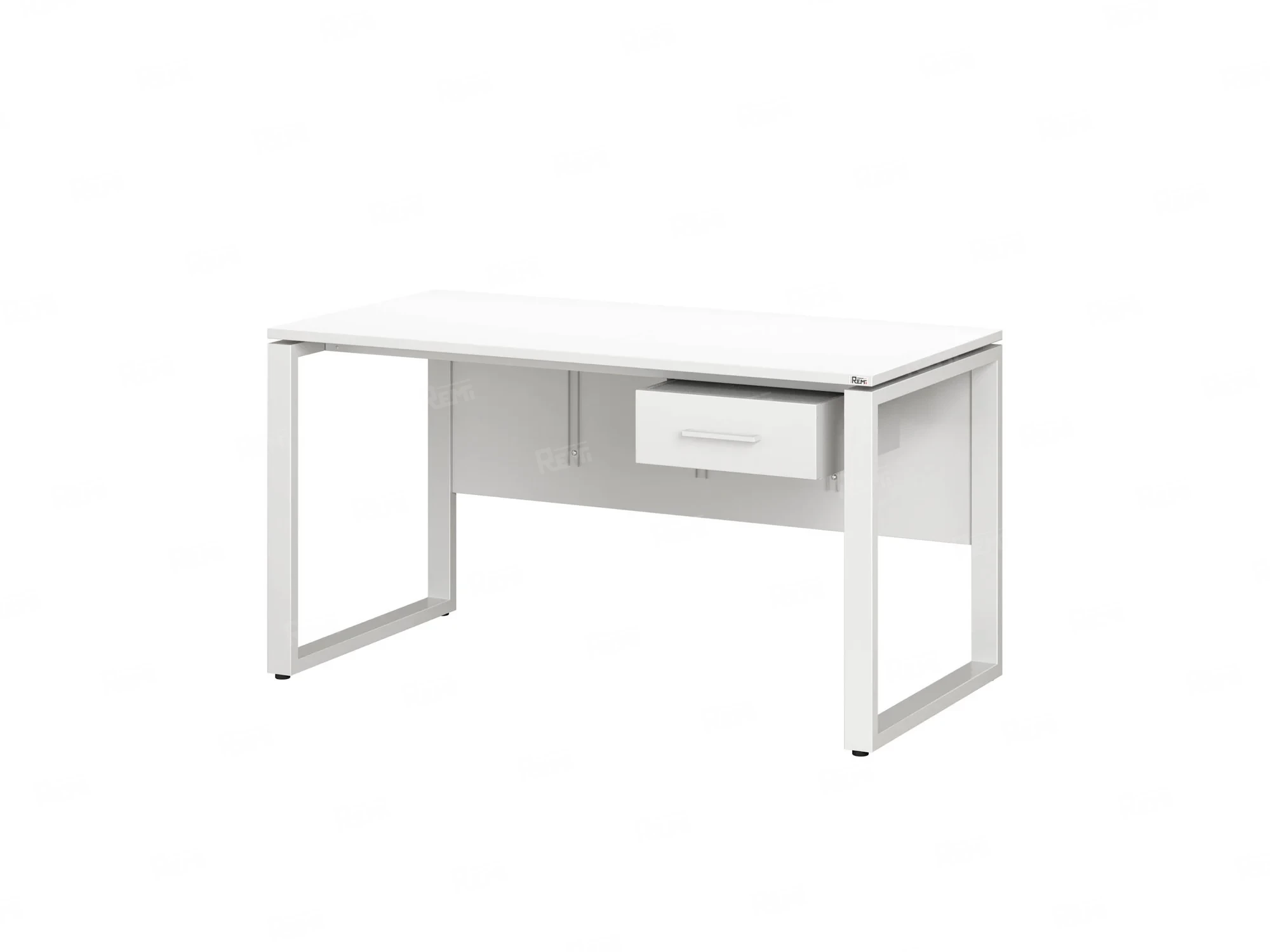 Стол прямой, подвесная тумба, ЛДСП экран, О-опора 1800x800x750 RM032-18x8 Белый/Белый