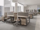 Стол прямой, подвесная тумба, ЛДСП экран, П-опора 1800x800x750 RM030-18x8 Дуб Маувелла/Серый