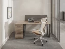 Стол прямой, подвесная тумба, ЛДСП экран, П-опора 1800x800x750 RM030-18x8 Дуб Маувелла/Серый