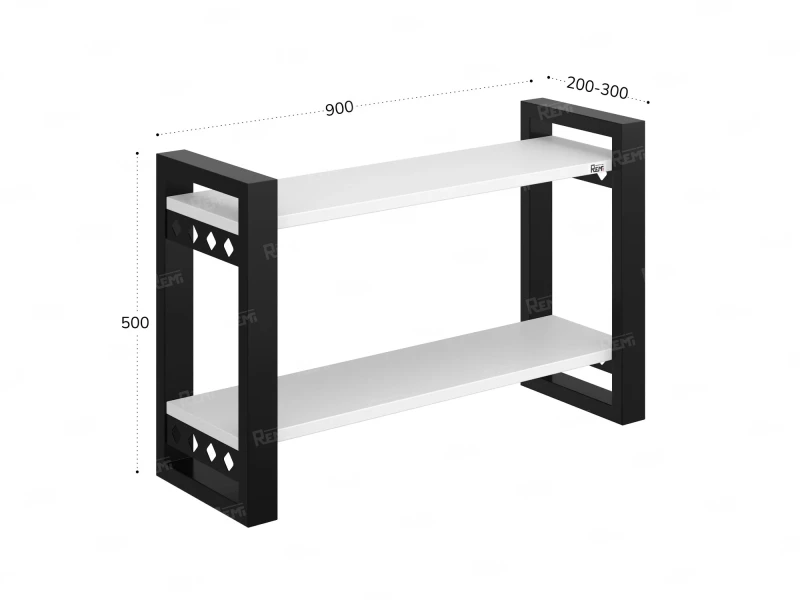Полка настенная 900x300x500 RM194-90x30 Белый/Черный