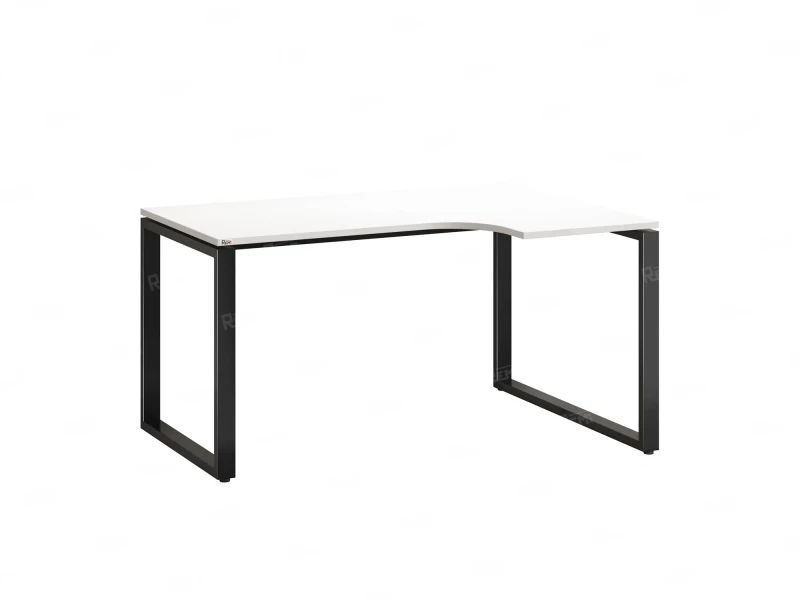 Стол угловой, О-опора, правый 1400x800/1000x750, RM054-14x8-10 Белый/Черный