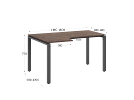 Стол угловой, П-опора, левый 1400x900/1200x750, RM053-14x9-12 Дуб Апрельский шоколад/Серый