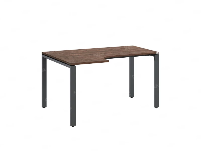 Стол угловой, П-опора, левый 1400x900/1200x750, RM053-14x9-12 Дуб Апрельский шоколад/Серый