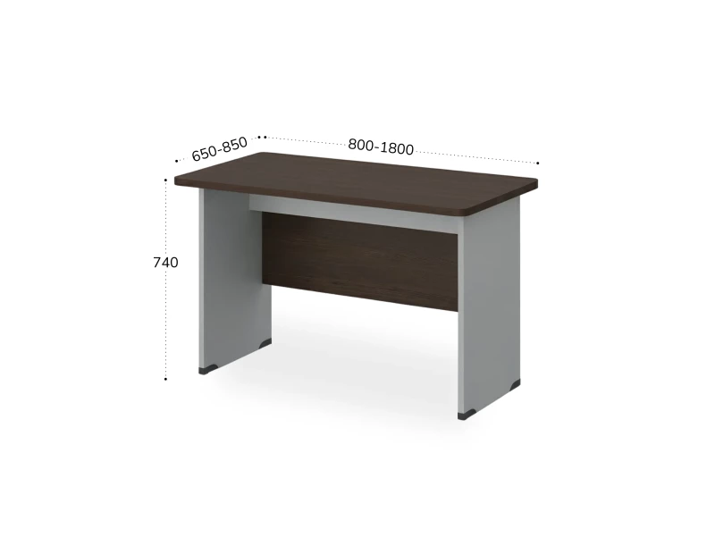 BRL RB002-160х85 Стол прямой с вогнутой столешницей 850 мм 1600х850х740 Венге/Серый вулкан-кий