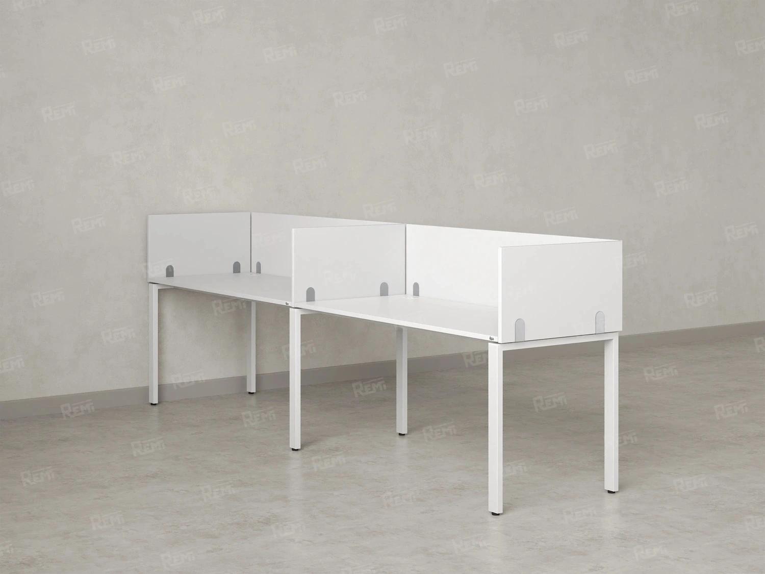 Бенч-система в 1 ряд, 2 рабочих места 5 ЛДСП экранов 2700x800x750 RM167-2-27x8 Белый/Белый