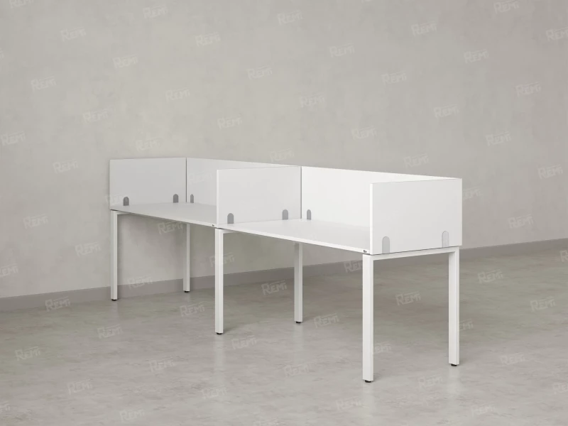 Бенч-система в 1 ряд, 2 рабочих места 5 ЛДСП экранов 2700x800x750 RM167-2-27x8 Белый/Белый