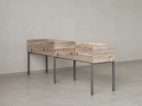 Бенч-система в 1 ряд, 2 рабочих места 5 ЛДСП экранов 3600x800x750 RM167-2-36x8 Дуб Маувелла/Серый