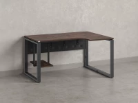 Стол угловой, экран металл, О-опора, правый 1600x900/1200x750, RM057-16x9-12 Дуб Апрельский шоколад/Серый