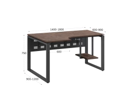 Стол угловой, экран металл, О-опора, правый 1600x900/1200x750, RM057-16x9-12 Дуб Апрельский шоколад/Серый