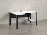 Стол угловой, экран металл, П-опора, левый 1400x800/1000x750, RM059-14x8-10 Белый/Черный