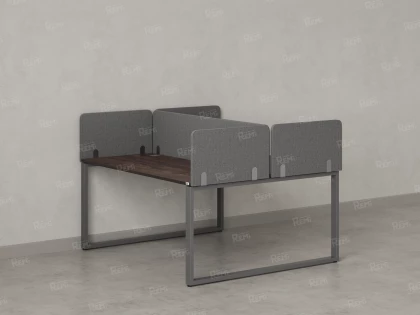 Бенч-система, 2 рабочих места, 5 тканевых экранов 1800x1200x750 RM169-3-18x12 Дуб Апрельский шоколад/Серый