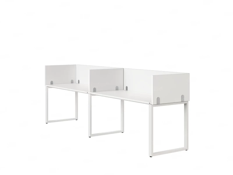 Бенч-система в 1 ряд, 2 рабочих места 5 ЛДСП экранов 2700x800x750 RM168-2-27x8 Белый/Белый