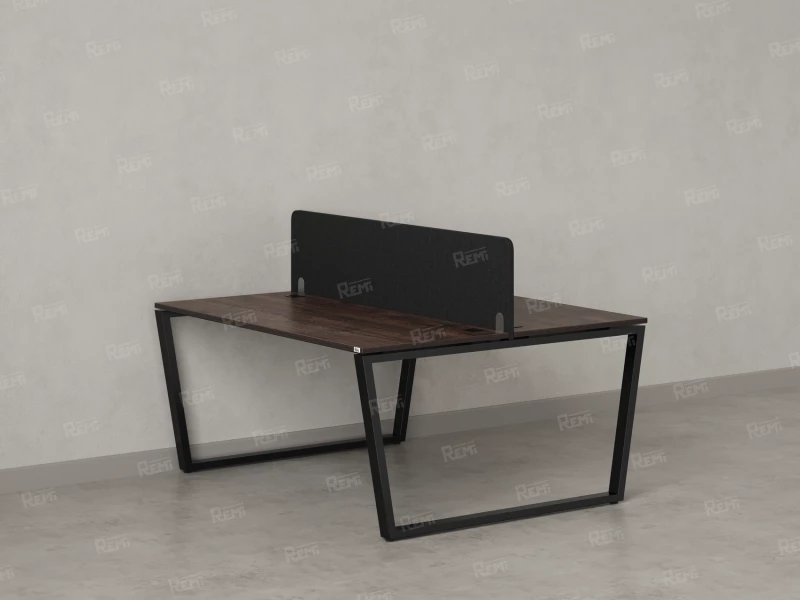 Бенч-система, 2 рабочих места, с одним тканевым экраном 1000x1600x750 RM172-1-10x16 Дуб Апрельский шоколад/Черный