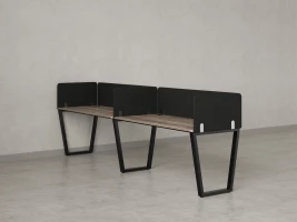 Бенч-система в 1 ряд, 2 рабочих места 5 тканевых экранов 3200x600x750 RM174-1-32x6 Дуб Маувелла/Черный