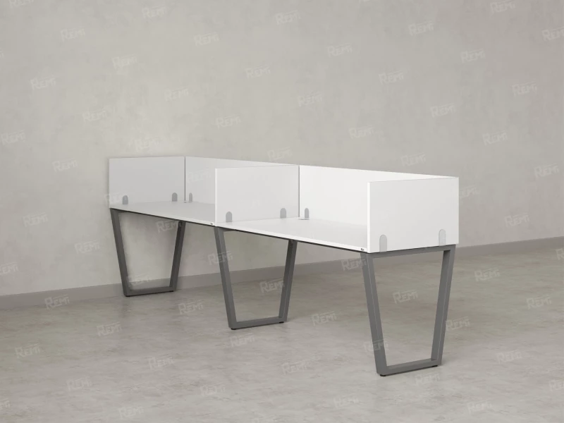 Бенч-система в 1 ряд, 2 рабочих места 5 ЛДСП экранов 2700x800x750 RM174-2-27x8 Белый/Серый