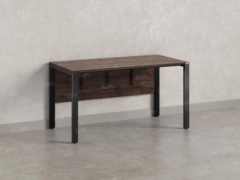 Стол прямой на П-образных опорах, экран ЛДСП 1400x600x750 RM005-14x6 Дуб Апрельский шоколад/Черный