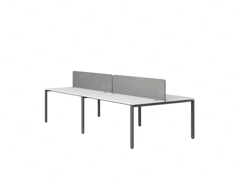 Бенч-система, 4 рабочих места, на П-образных опорах, 2 тканевых экранов 3600x1400x750 RM166-3-18x14 Белый/Серый