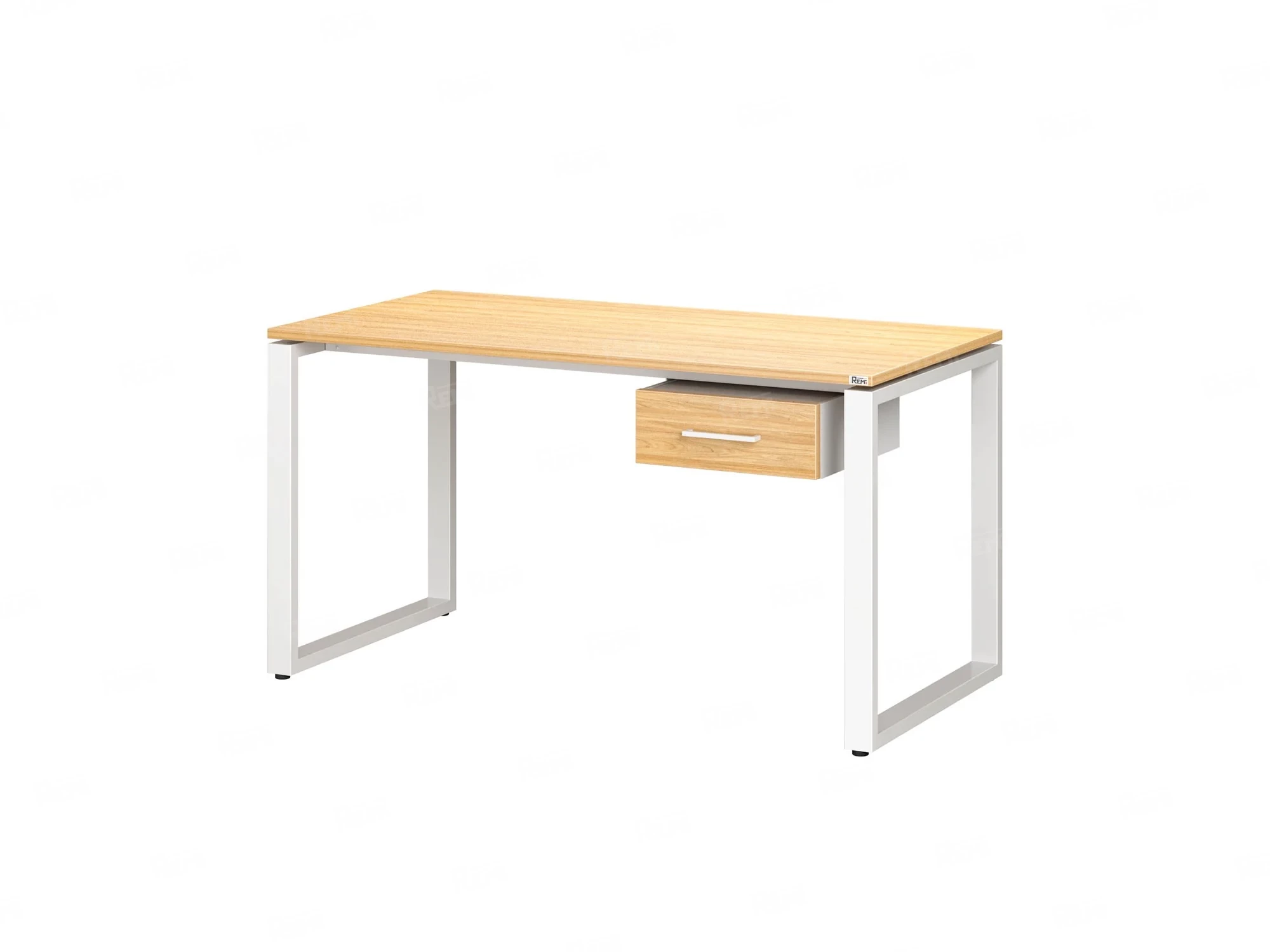 Стол прямой с подвесной тумбой, О-опора 2000x800x750 RM036-20x8 Вяз Швейцарский светлый/Белый