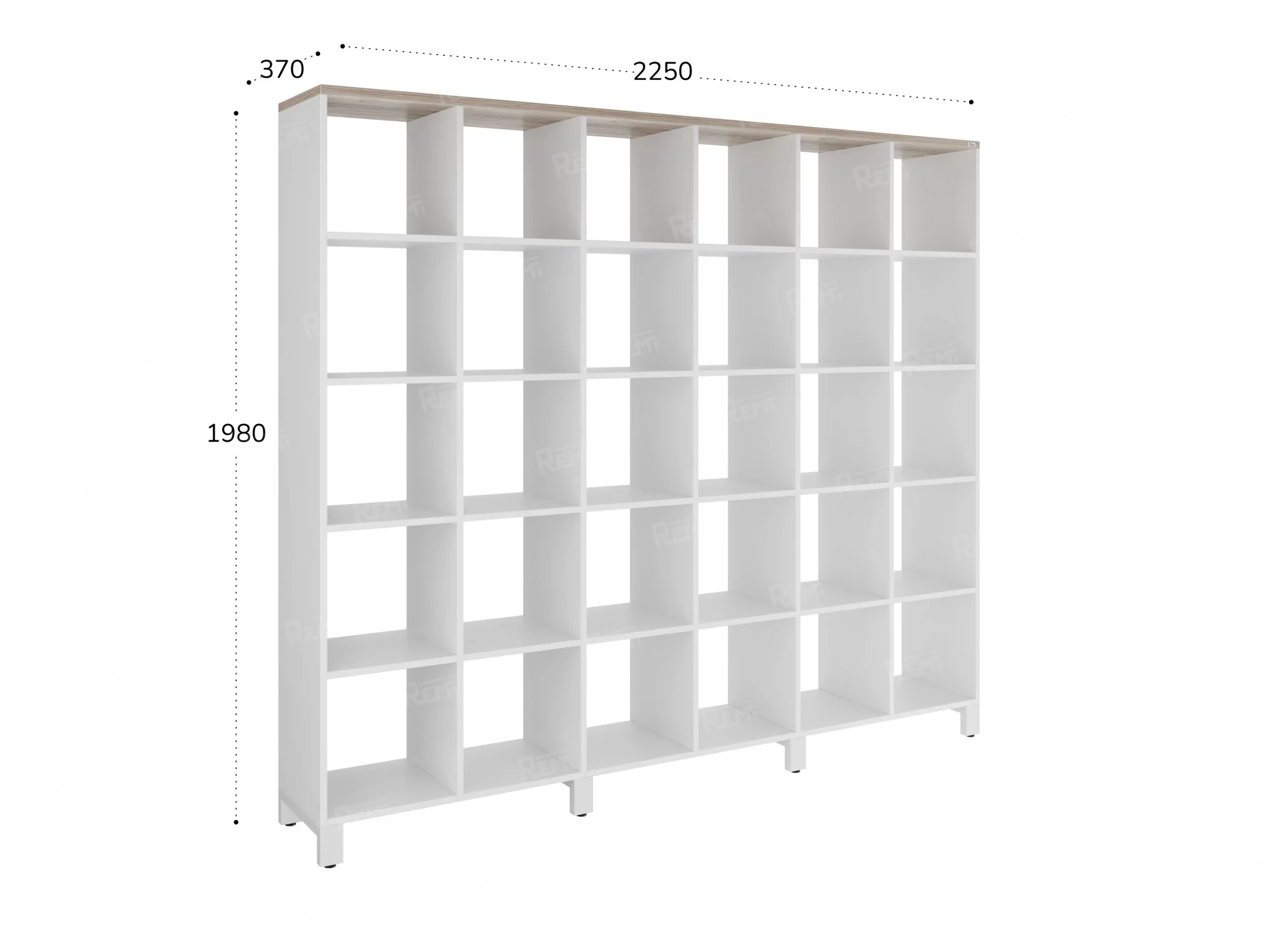 Стеллаж, 30 ячеек 2250х370х1980 RM143-225x37 Дуб Маувелла/Белый