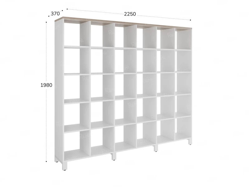 Стеллаж, 30 ячеек 2250х370х1980 RM143-225x37 Дуб Маувелла/Белый