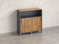 Низкий шкаф-купе, 2 полки с надстройкой 1200x420x1200 RM126-120x42 Дуб Юстус/Серый