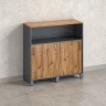 Низкий шкаф-купе, 2 полки с надстройкой 1200x420x1200 RM126-120x42 Дуб Юстус/Серый