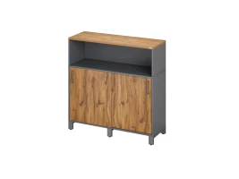 Низкий шкаф-купе, 2 полки с надстройкой 1200x420x1200 RM126-120x42 Дуб Юстус/Серый