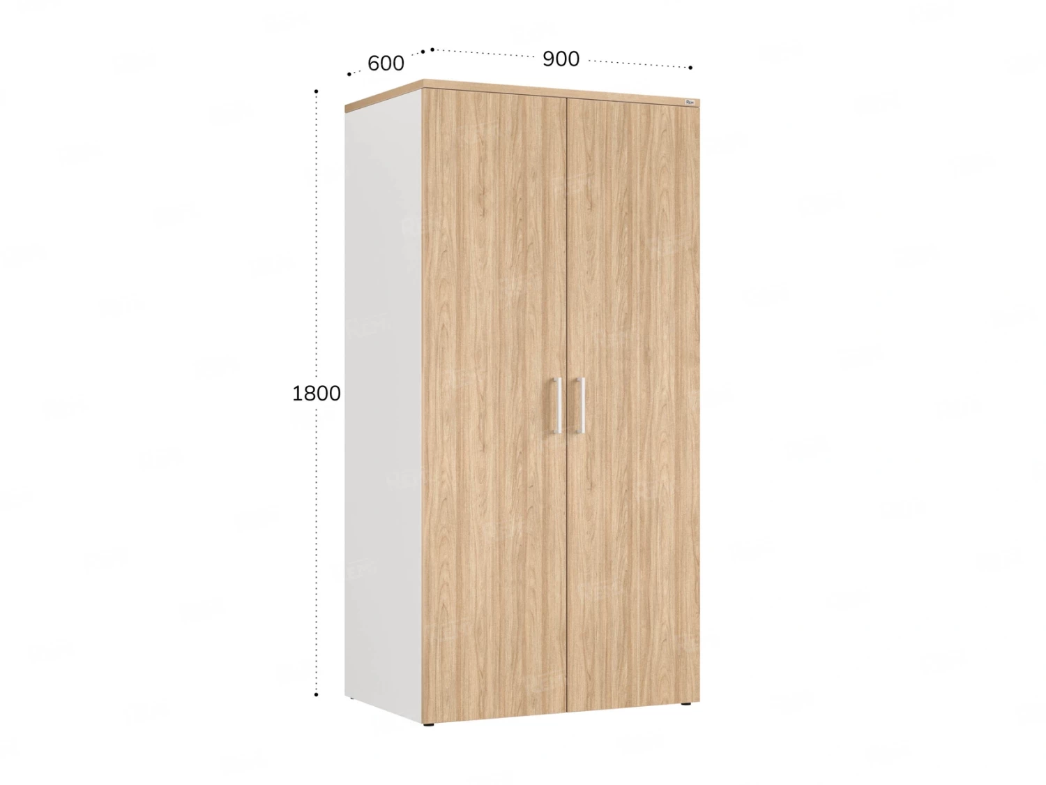 Гардероб, на регулируемых опорах, штанга, 1 полка 900x600x1800 RM159-90x60 Вяз Швейцарский светлый/Белый