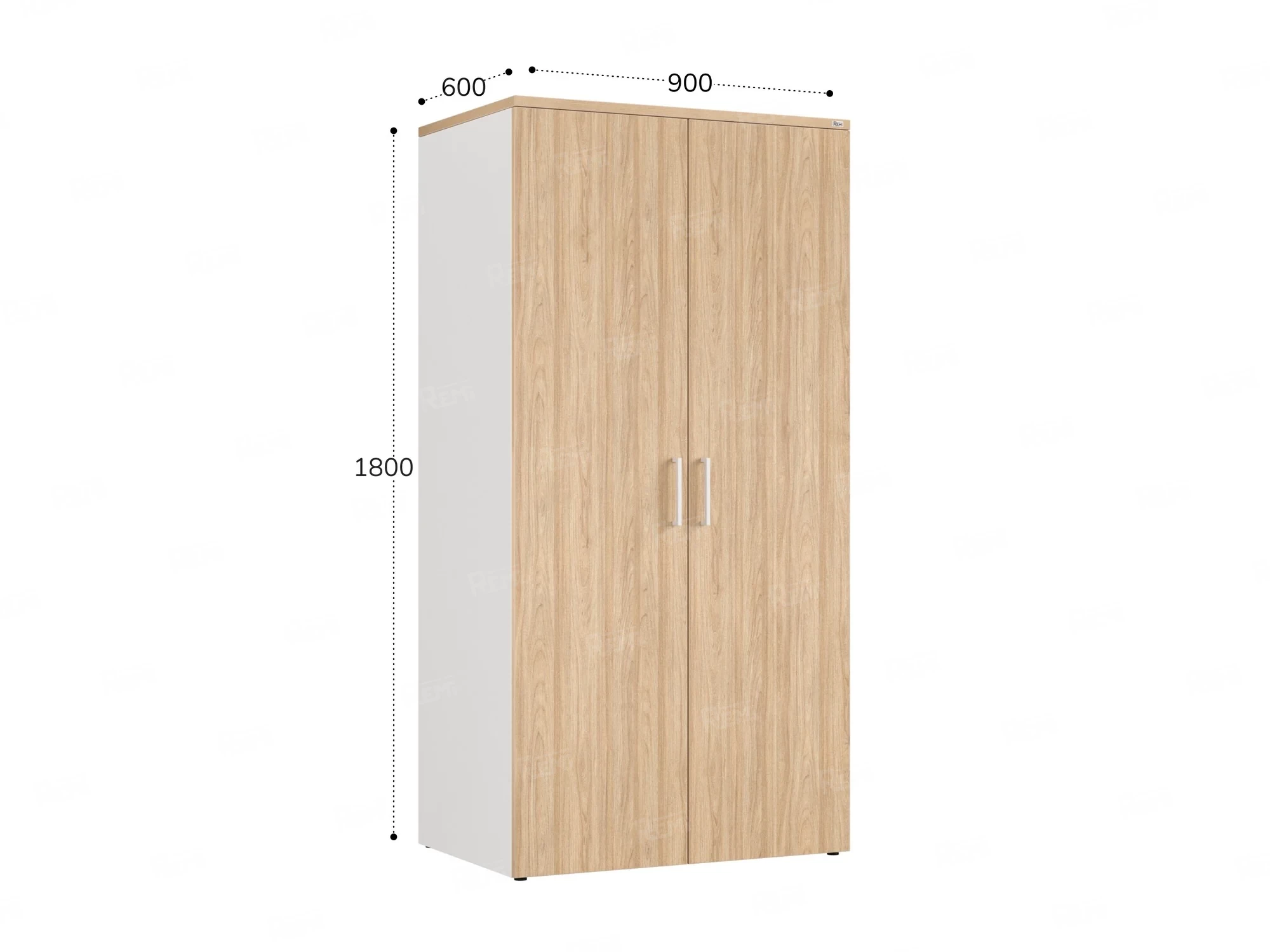 Гардероб, на регулируемых опорах, штанга, 1 полка 900x600x1800 RM159-90x60 Вяз Швейцарский светлый/Белый